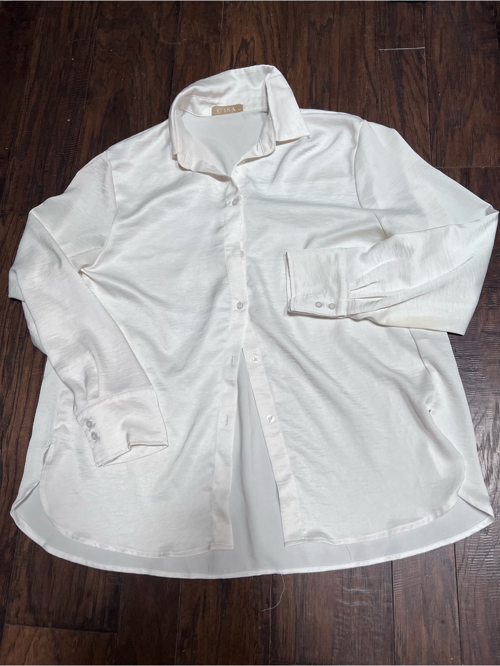 C’ISA Women's Off-White Button-Up Blouse L
